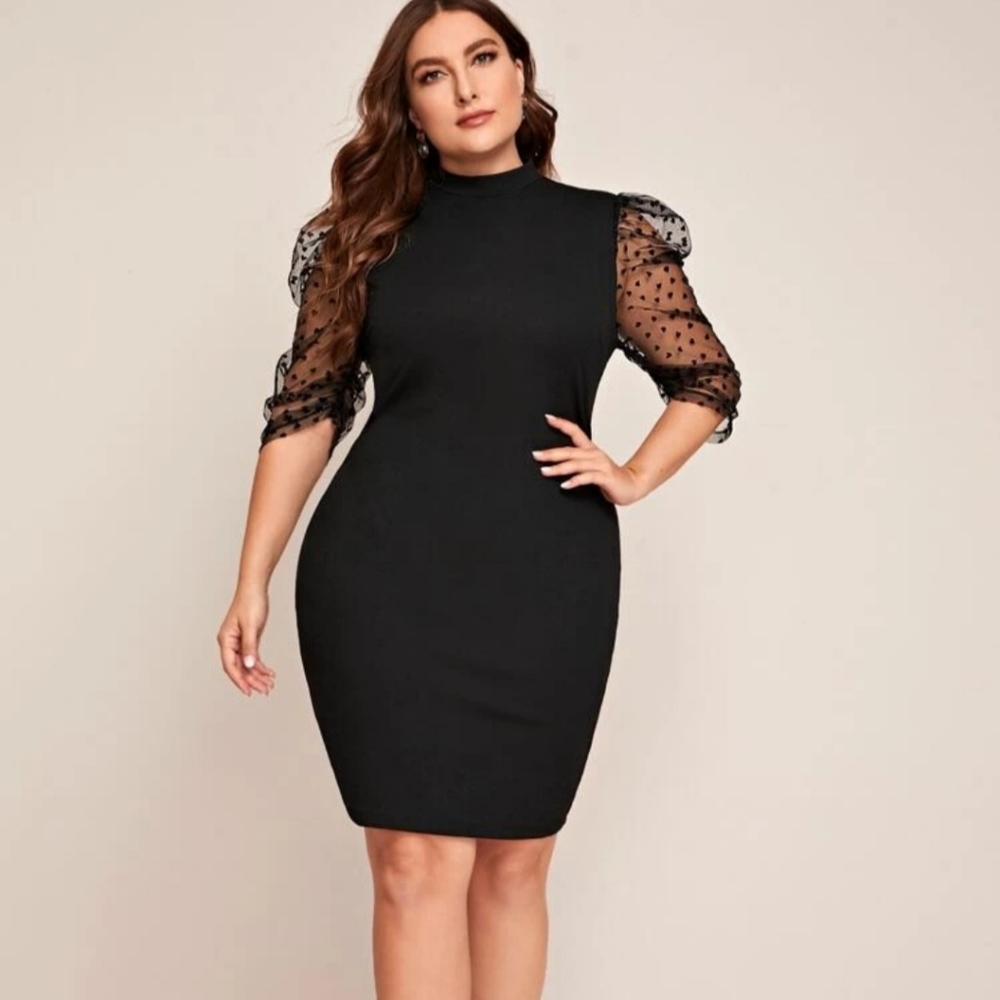 NEW Lace Sleeve Sexy Black Dress Size 2x 🖤